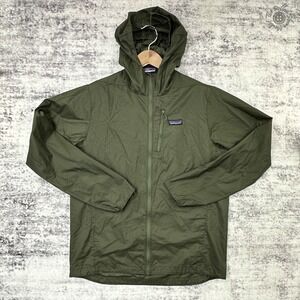 Patagonia Mens Large Houdini Windbreaker Jacket Green Hooded Packable Ultralight